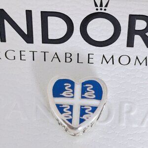 Pandora Martinique Flag Silver Heart Charm Bead with box